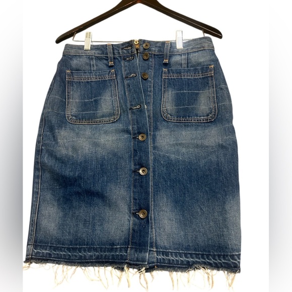 rag & bone Dresses & Skirts - rag & bone size 28 front “open buttons” Blue Denim Skirt EUC
